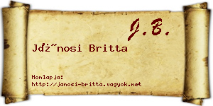 Jánosi Britta névjegykártya